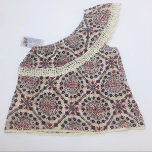 NWT One Shoulder Ruffle Sleeve Boho Top Size M